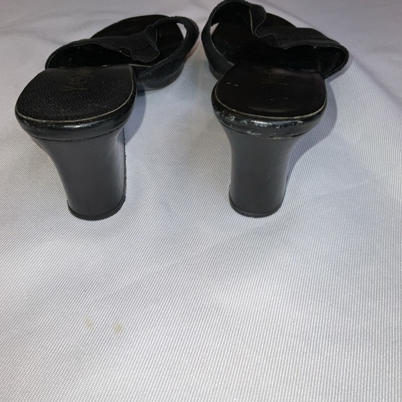 Yves Saint Laurent Block Heeled Slides Black Stretch Women's Size 8 - Picture 4 of 8